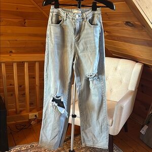 SO Light Blue Wide Leg distressed Jeans